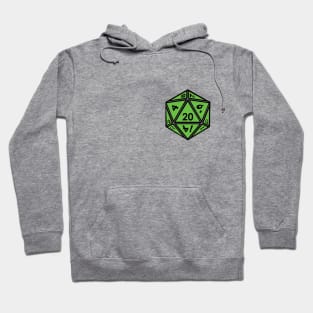 (Pocket) Green D20 Dice (Black Outline) Hoodie